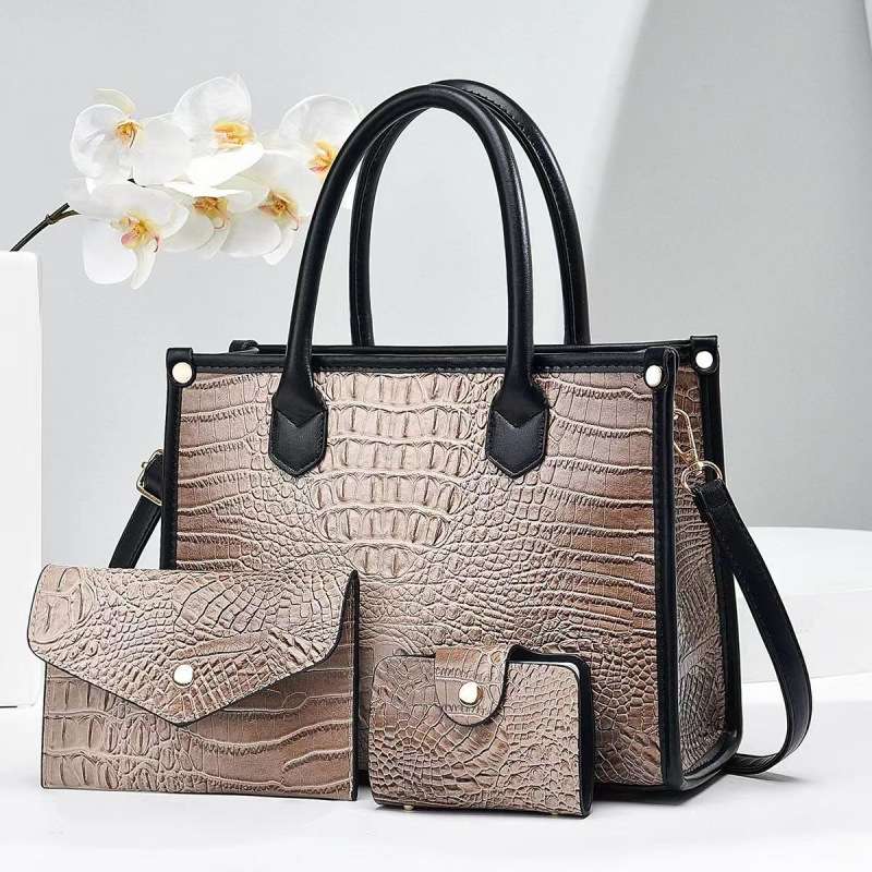 3-in-1 Luxury Women’s Handbag Set – Crocodile Pattern Shoulder & Crossbody Bags