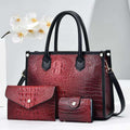 3-in-1 Luxury Women’s Handbag Set – Crocodile Pattern Shoulder & Crossbody Bags